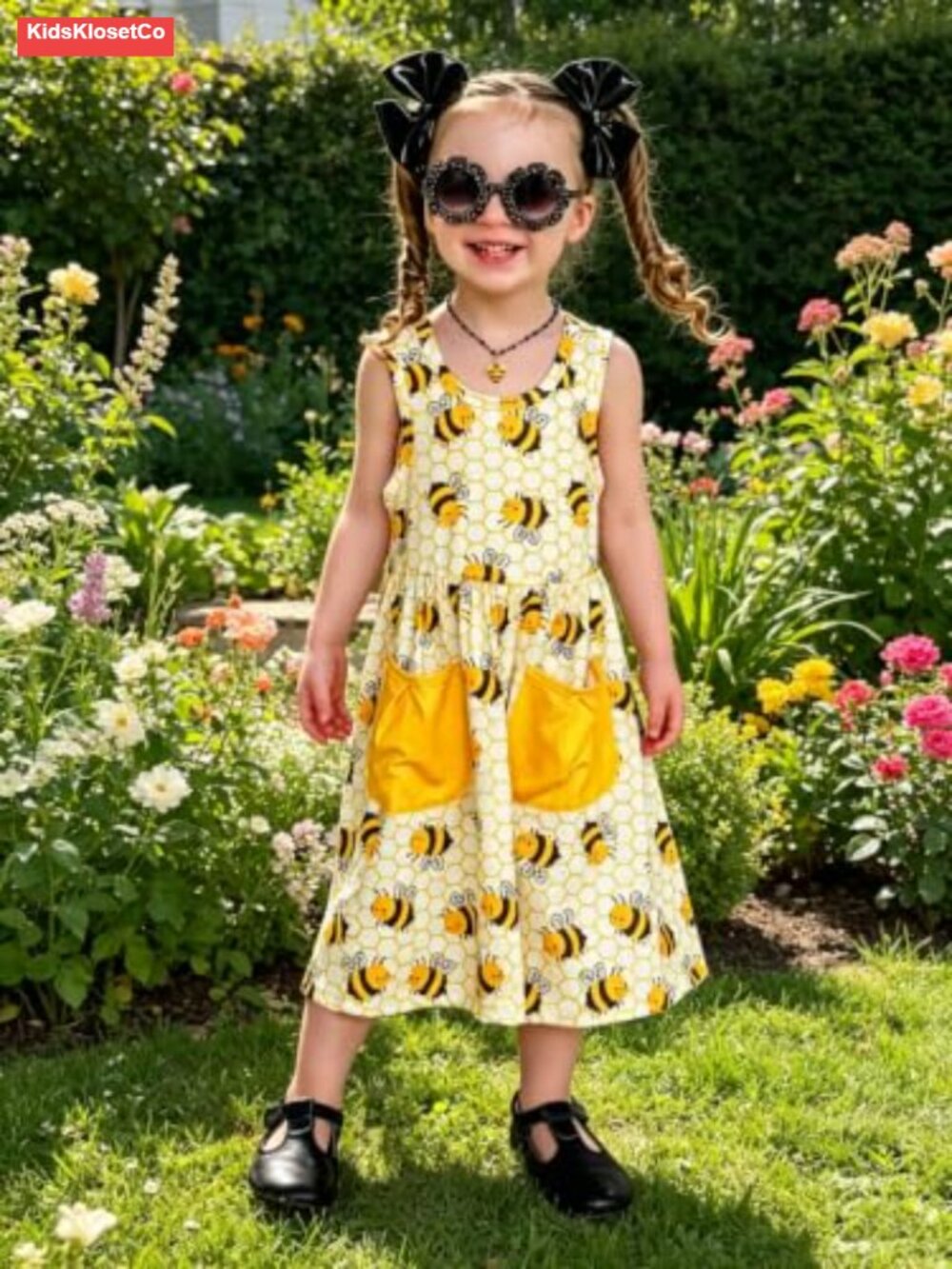 Little Girls Sleeveless Casual Sundress Toddler Print Dress 2-7 Years - Picture 4 of 6